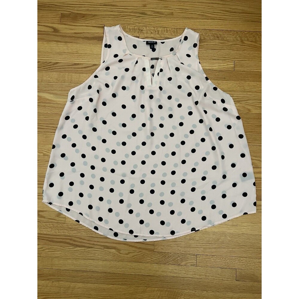 Torrid Womens Blush Pink/Black Polka Dot Sleeveless Blouse Size 2